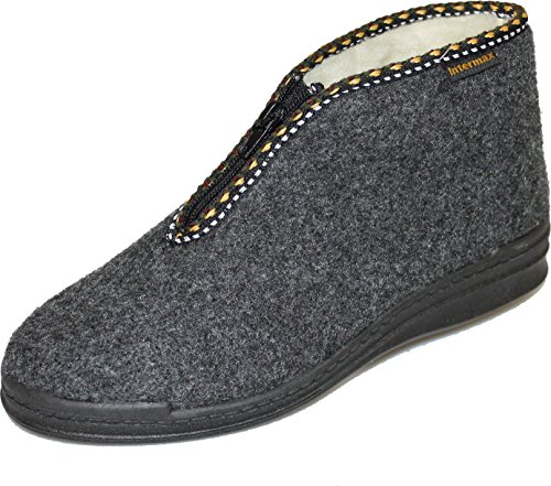 Intermax Damen Bequemer Hausschuh Stiefel mit Reißverschluß