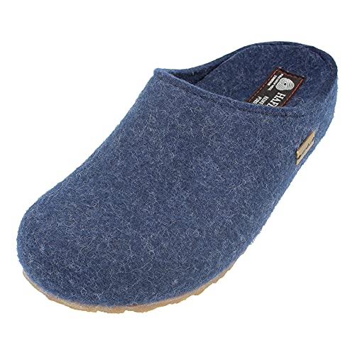 HAFLINGER Grizzly Michl Filzpantoffel Hausschuh mit Gummisohle Jeans