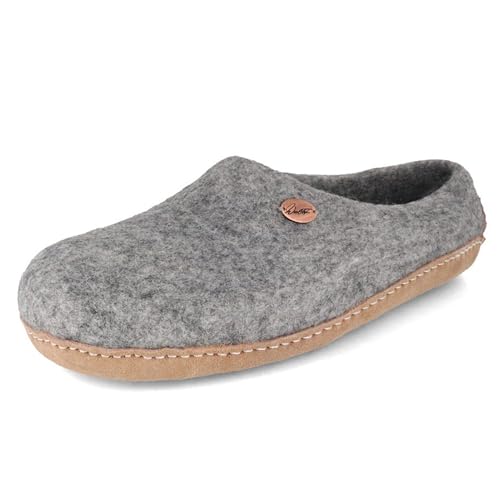 WoolFit Footprint Barfuß-Hausschuhe unisex Filz-Pantoffeln mit Ledersohle