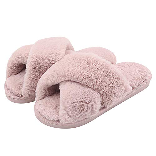 Fadezar Hausschuhe Damen Plüsch Pantoffeln Warme rutschfeste Flache Flip Flop …