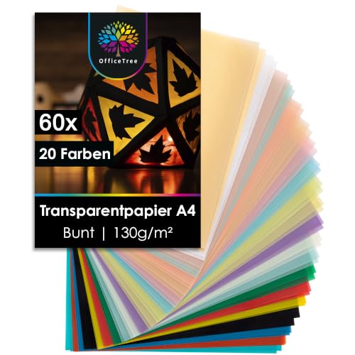OfficeTree 60x Transparentpapier Bunt A4