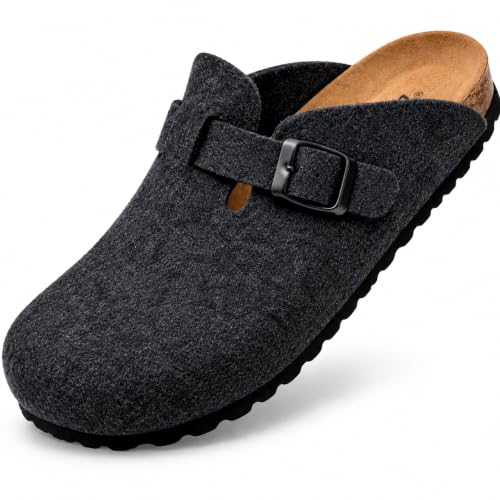GONKOS®, Filz Clogs, Filzpantoffeln, Wollfilz und Naturkork Sohle, Veloursleder …