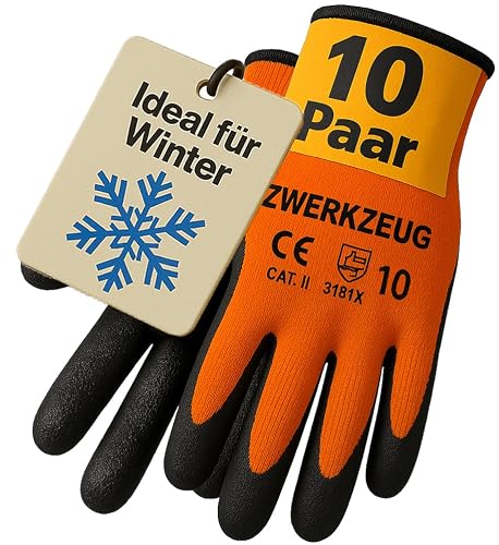 ZWERKZEUG 10 Paar Warme Arbeitshandschuhe für kalte Tage