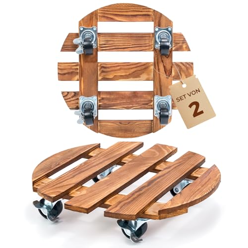Bamworld Pflanzenroller Holz Rund 2er Set