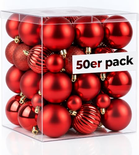 4smile Weihnachtskugeln 50er Set Rot